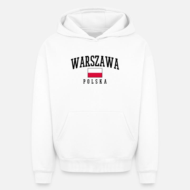 Varsovie - Warszawa - Sweat à capuche unisexe oversize épais SPREAD - blanc