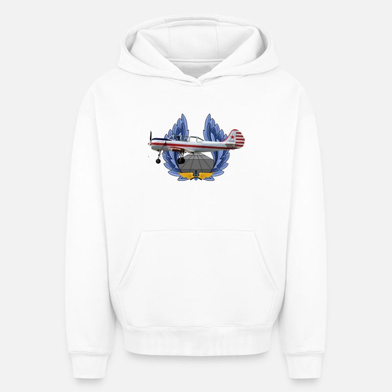 Yak-52 - Sweat à capuche unisexe oversize épais SPREAD - blanc