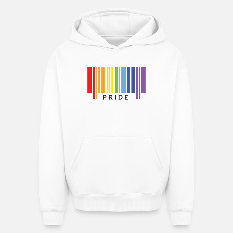 Fierté LGBTQ+. - Sweat à capuche unisexe oversize épais SPREAD - blanc