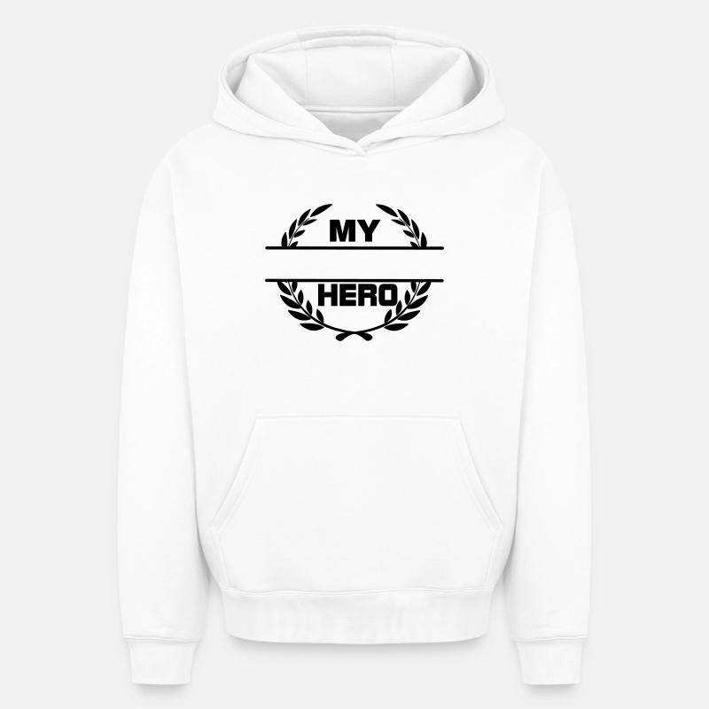 Mon héros - Sweat à capuche unisexe oversize épais SPREAD - blanc