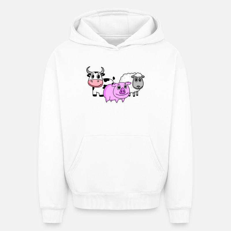Animaux mignons - Sweat à capuche unisexe oversize épais SPREAD - blanc
