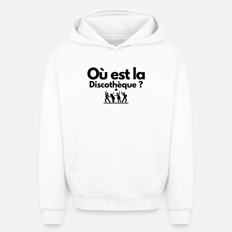 discothèque, boite de nuit, DJ - Sweat à capuche unisexe oversize épais SPREAD - blanc