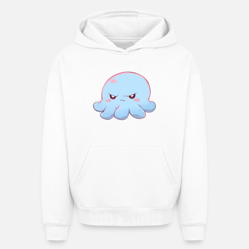 Blue grumpy octopus - Oversized Heavyweight Unisex Hoodie - Weiß