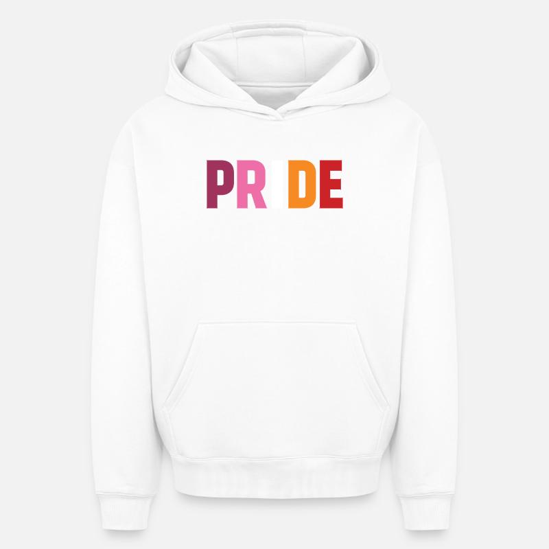 Fierté lesbienne - Sweat à capuche unisexe oversize épais SPREAD - blanc