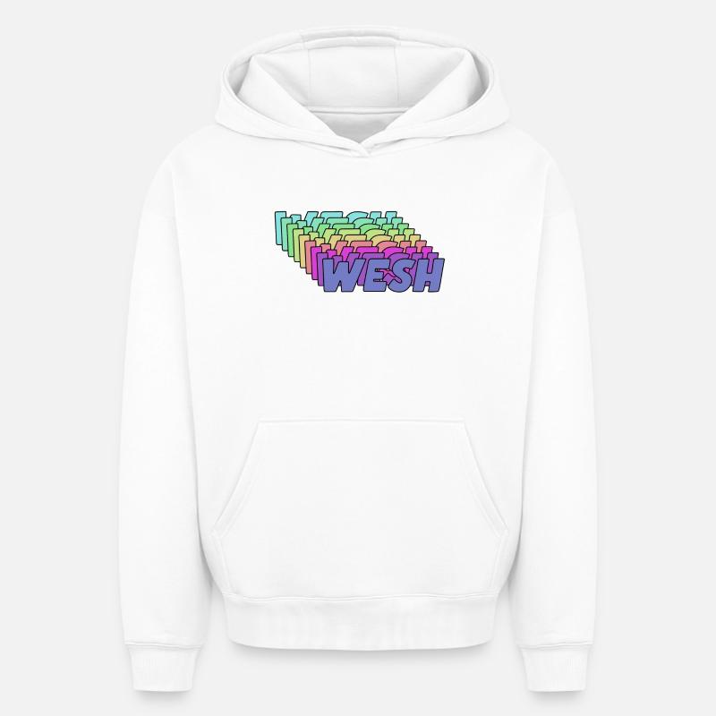 Wesh - Sweat à capuche unisexe oversize épais SPREAD - blanc