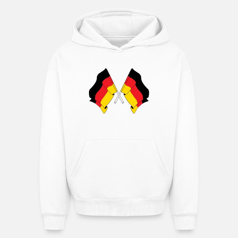 Deux drapeaux Allemagne - Sweat à capuche unisexe oversize épais SPREAD - blanc