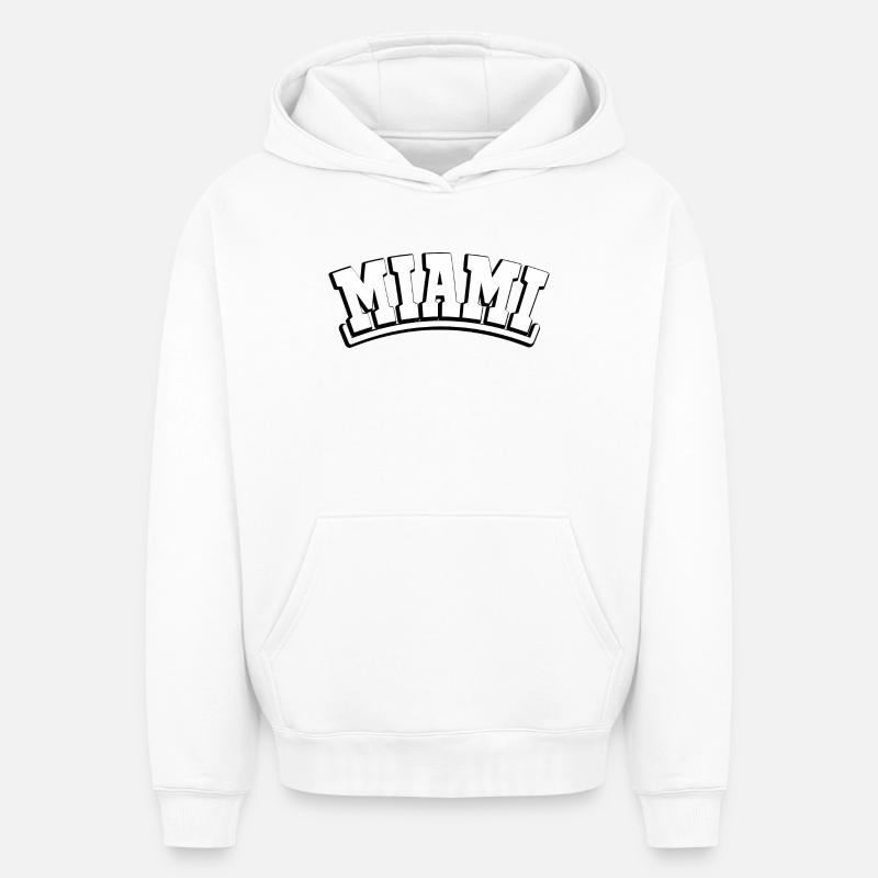 MIAMI Lettrage États-Unis Floride - Sweat à capuche unisexe oversize épais SPREAD - blanc