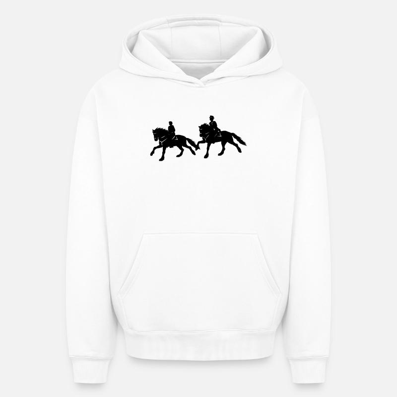 Cavalier frison - Sweat à capuche unisexe oversize épais SPREAD - blanc