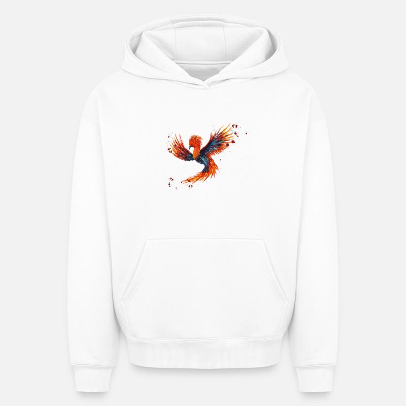 Aquarelle Phoenix - Sweat à capuche unisexe oversize épais SPREAD - blanc