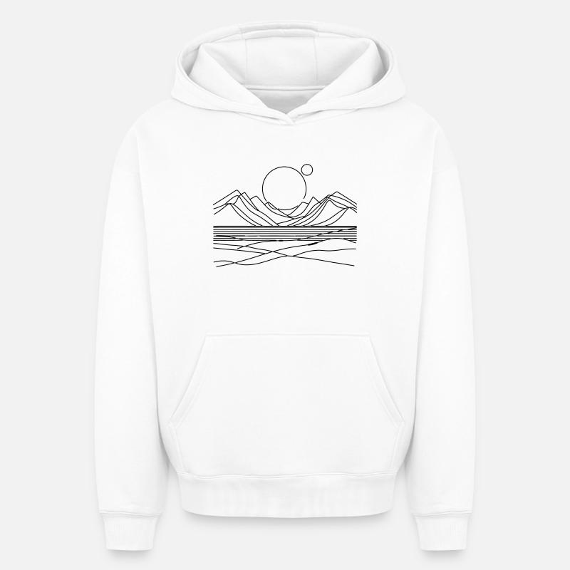 Lever du soleil - Sweat à capuche unisexe oversize épais SPREAD - blanc