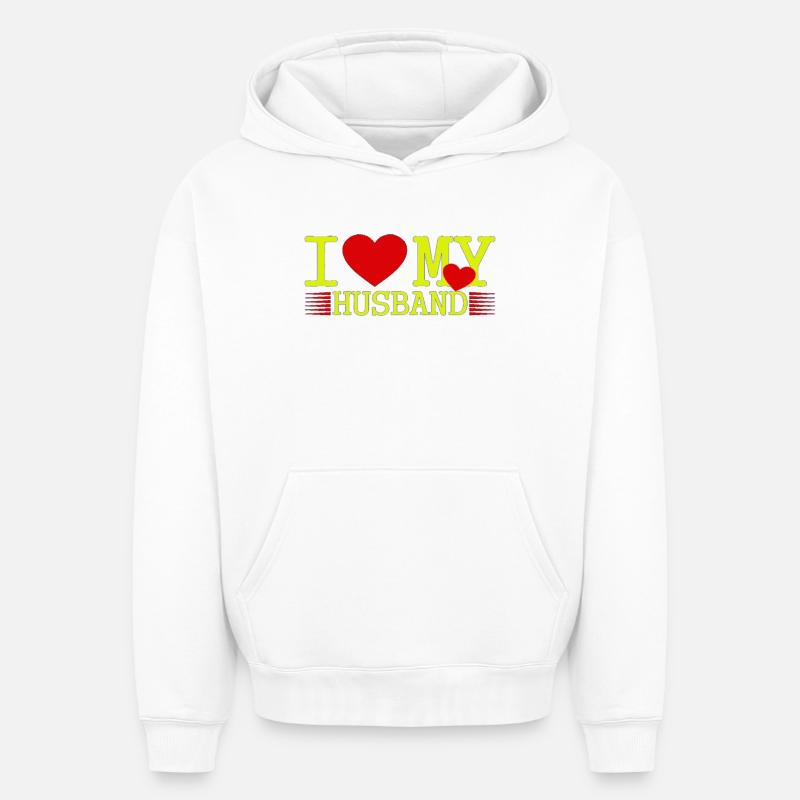J’aime mon mari - Sweat à capuche unisexe oversize épais SPREAD - blanc