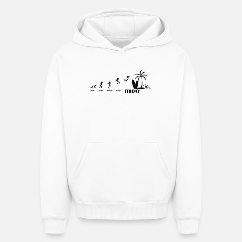 Finally Friday Beach Evolution - Oversized Heavyweight Unisex Hoodie - white