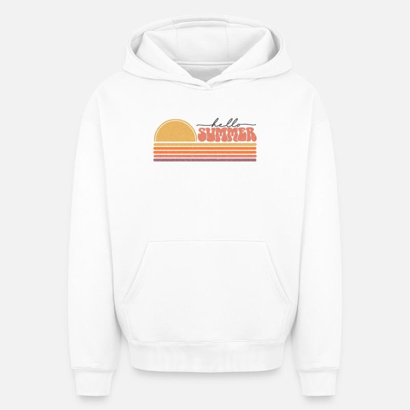 Été - Sweat à capuche unisexe oversize épais SPREAD - blanc
