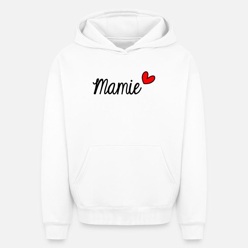 MAMIE. GRAND-MERE - Sweat à capuche unisexe oversize épais SPREAD - blanc