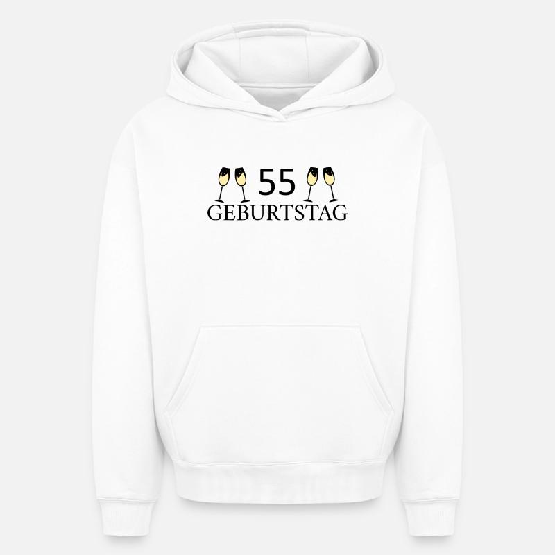 55e anniversaire 55 ans - Sweat à capuche unisexe oversize épais SPREAD - blanc