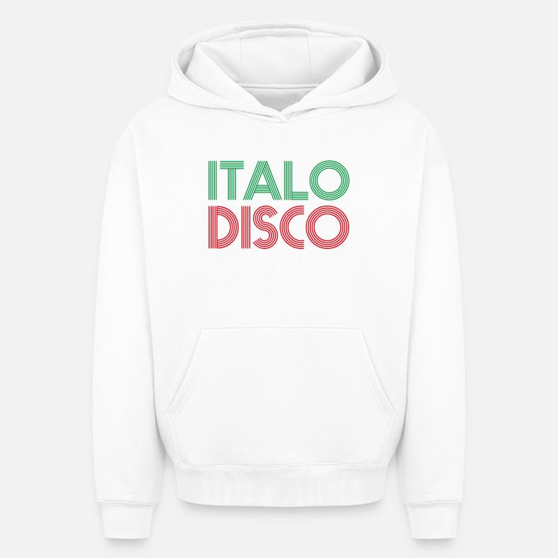 ITALO DISCO - Sweat à capuche unisexe oversize épais SPREAD - blanc
