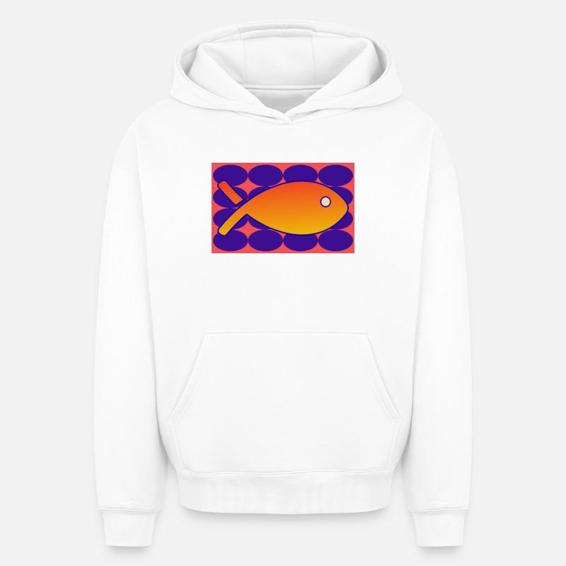 POISSON - Sweat à capuche unisexe oversize épais SPREAD - blanc