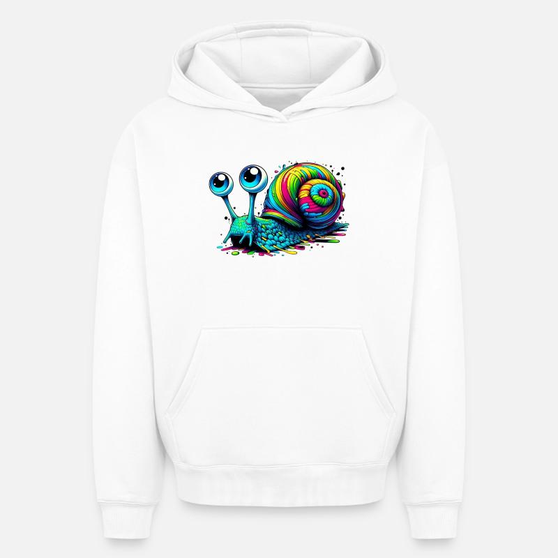 Escargot - Sweat à capuche unisexe oversize épais SPREAD - blanc