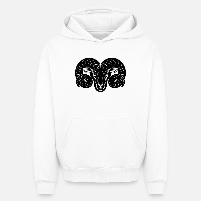 Sternzeichen Bild Widder - Oversized Heavyweight Unisex Hoodie - Weiß