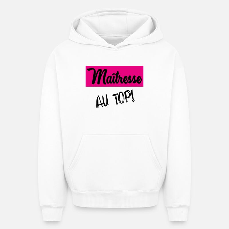 MERCI MAÎTRESSE - Sweat à capuche unisexe oversize épais SPREAD - blanc