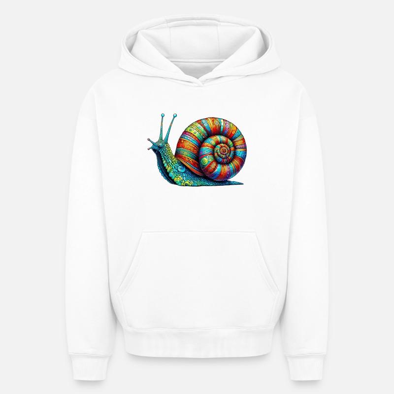 Escargot - Sweat à capuche unisexe oversize épais SPREAD - blanc