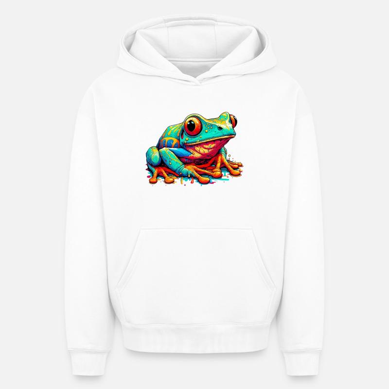 Grenouille - Sweat à capuche unisexe oversize épais SPREAD - blanc