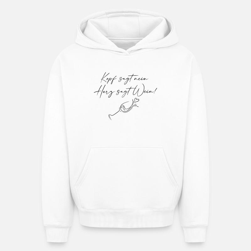 Le cœur dit vin - Sweat à capuche unisexe oversize épais SPREAD - blanc