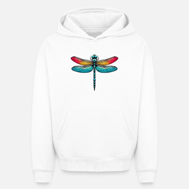 Libellule - Sweat à capuche unisexe oversize épais SPREAD - blanc