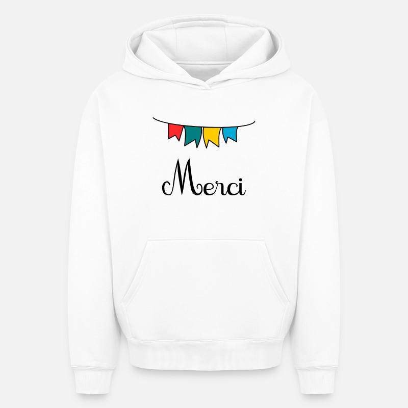 MAÎTRESSE. MERCI. MERCI MAÎTRESSE - Sweat à capuche unisexe oversize épais SPREAD - blanc