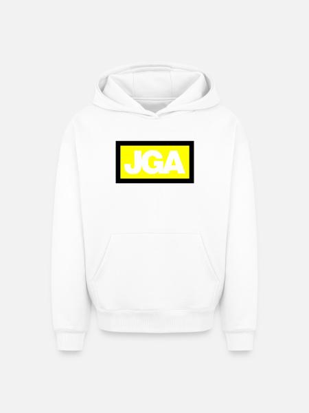 JGA SIMPLE - Emblem 3C - Oversized Heavyweight Unisex Hoodie - white