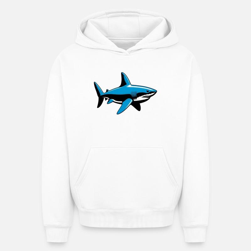 Requin - Sweat à capuche unisexe oversize épais SPREAD - blanc
