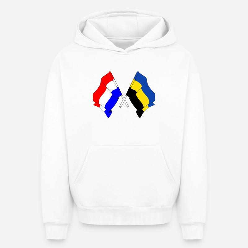 Drapeau Pays-Bas, Gueldre croisé - Sweat à capuche unisexe oversize épais SPREAD - blanc