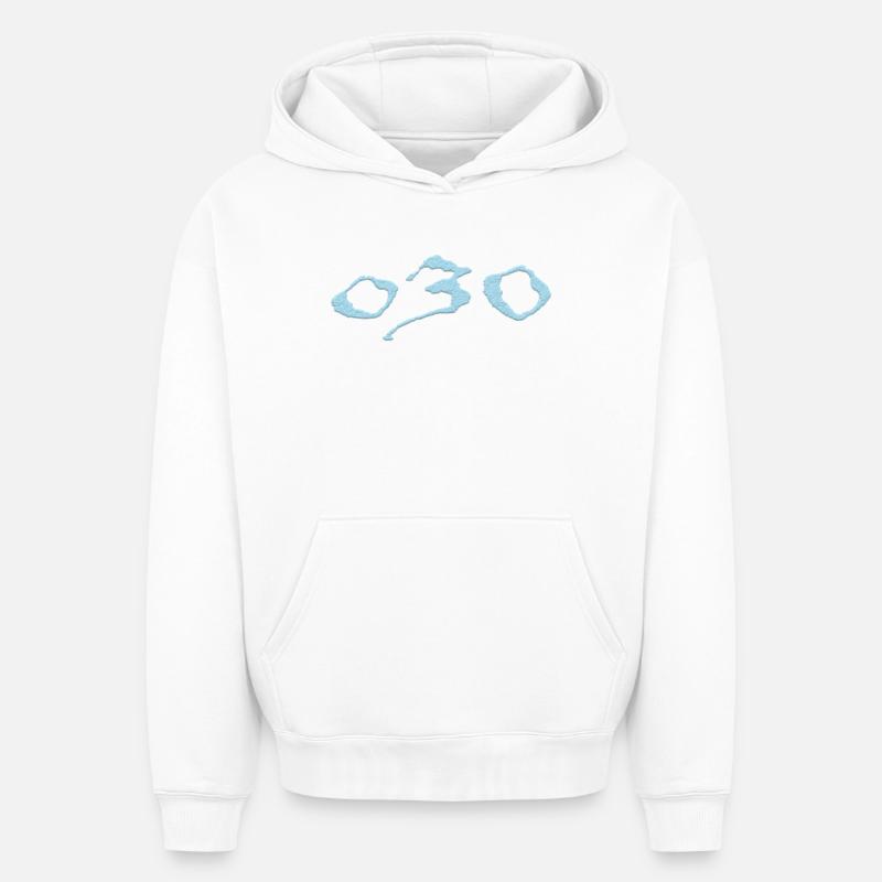 030 Exclusif - Sweat à capuche unisexe oversize épais SPREAD - blanc
