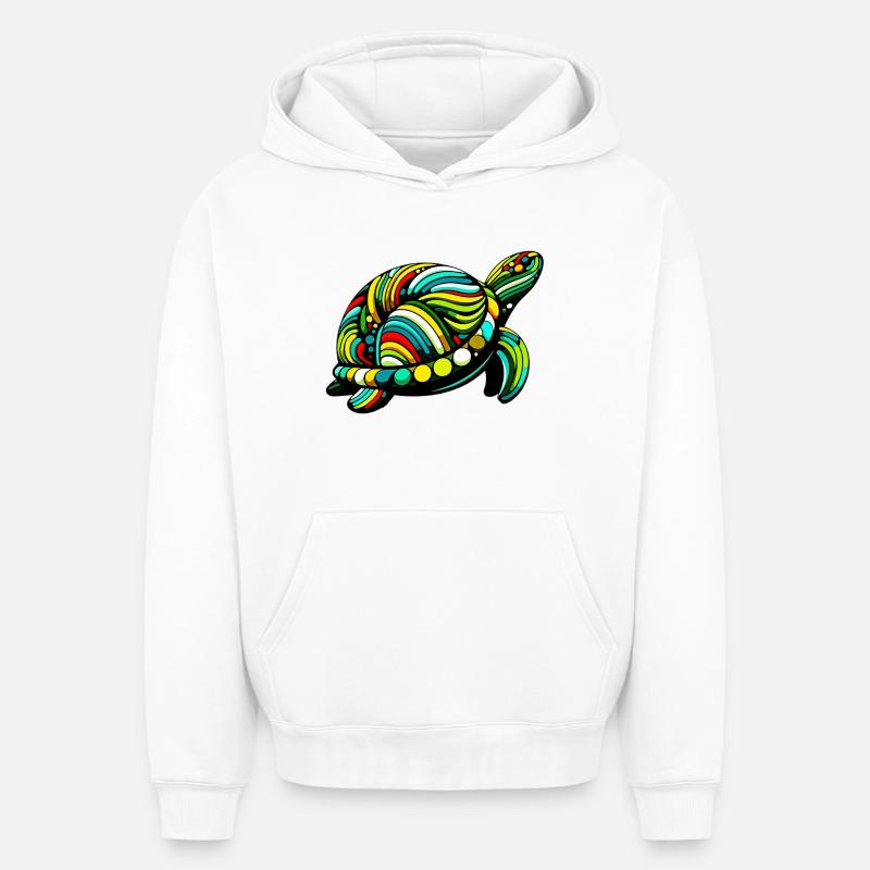 Tortue - Sweat à capuche unisexe oversize épais SPREAD - blanc