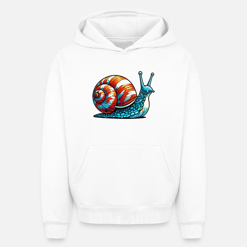 Escargot - Sweat à capuche unisexe oversize épais SPREAD - blanc