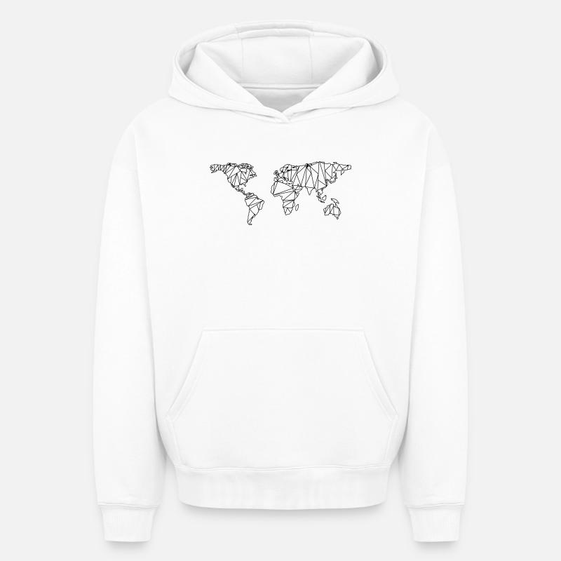 Carte du monde - Sweat à capuche unisexe oversize épais SPREAD - blanc