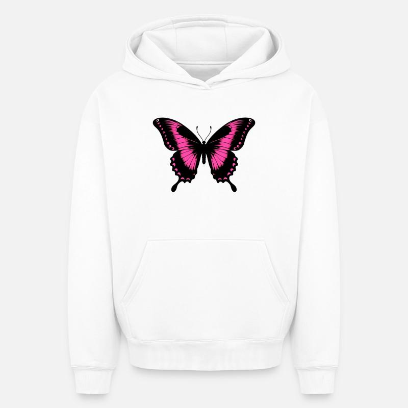 Papillon - Sweat à capuche unisexe oversize épais SPREAD - blanc