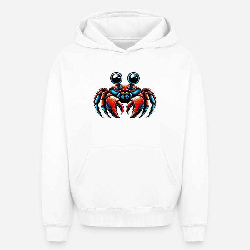 Crabe - Sweat à capuche unisexe oversize épais SPREAD - blanc