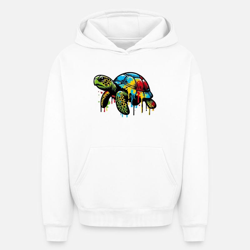Tortue - Sweat à capuche unisexe oversize épais SPREAD - blanc