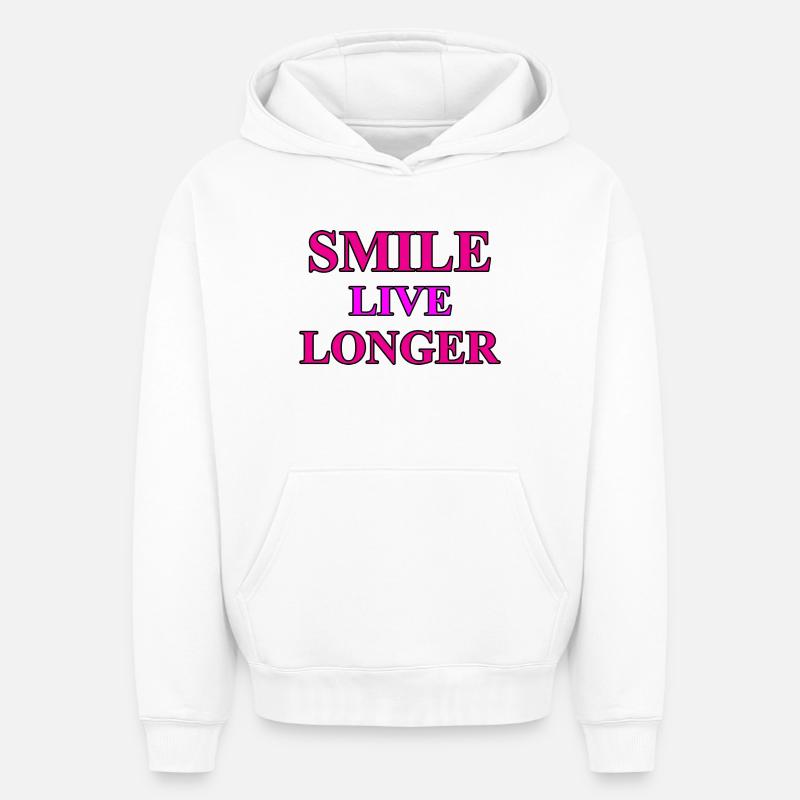 Sourire - Sweat à capuche unisexe oversize épais SPREAD - blanc