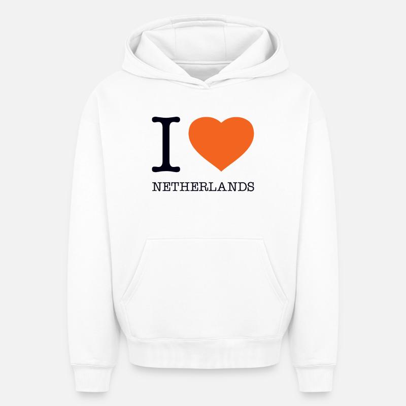 J’ADORE LES PAYS-BAS - Sweat à capuche unisexe oversize épais SPREAD - blanc