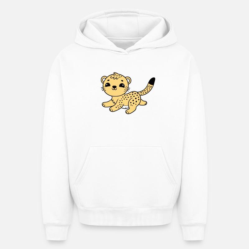 Guépard - Sweat à capuche unisexe oversize épais SPREAD - blanc