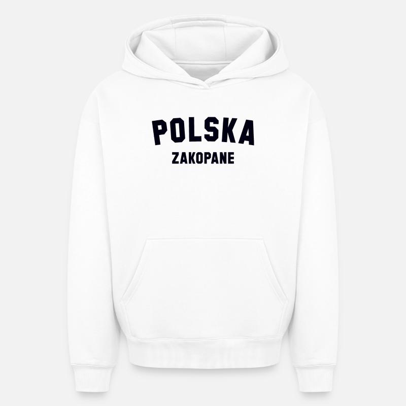 ZAKOPANE Polska Pologne - Sweat à capuche unisexe oversize épais SPREAD - blanc