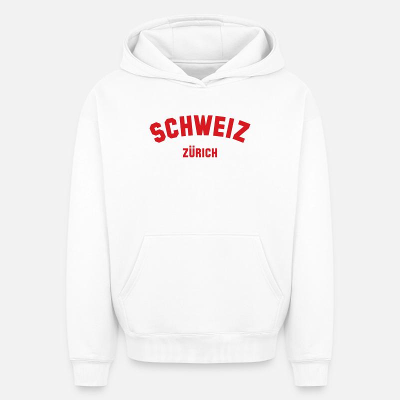 ZURICH Suisse Suisse - Sweat à capuche unisexe oversize épais SPREAD - blanc