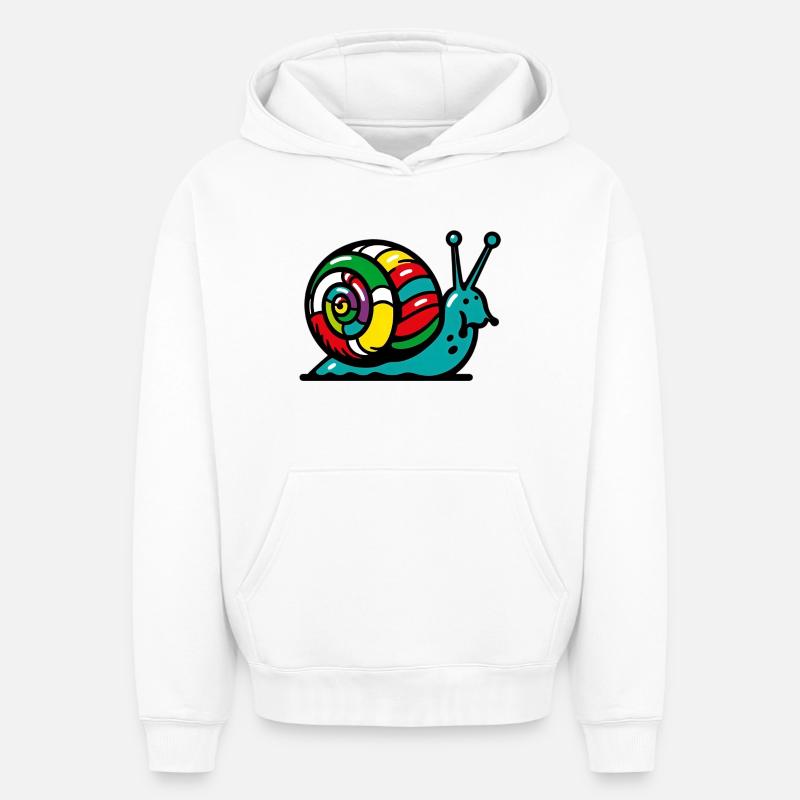 Escargot - Sweat à capuche unisexe oversize épais SPREAD - blanc