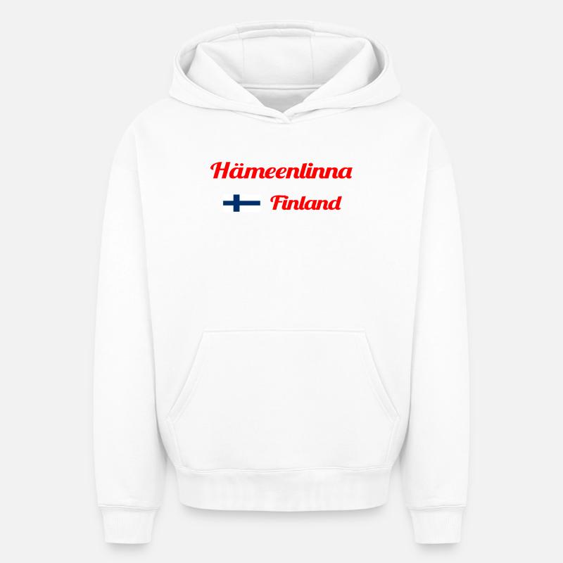 Hämeenlinna Finlande- Imprimés élégants - Sweat à capuche unisexe oversize épais SPREAD - blanc
