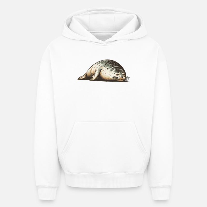 Phoque - Sweat à capuche unisexe oversize épais SPREAD - blanc