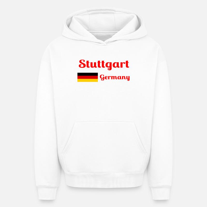 Stuttgart Allemagne - Imprimés élégants - Sweat à capuche unisexe oversize épais SPREAD - blanc