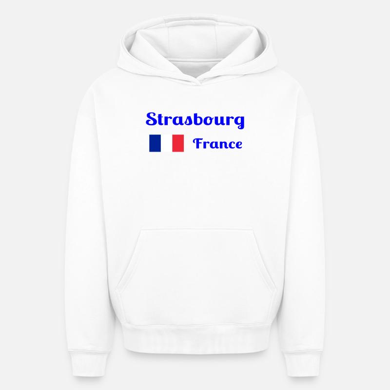 Strasbourg, France- Imprimés élégants - Sweat à capuche unisexe oversize épais SPREAD - blanc