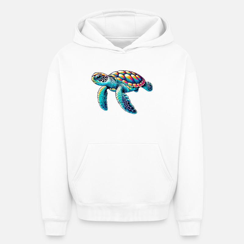 Tortue - Sweat à capuche unisexe oversize épais SPREAD - blanc